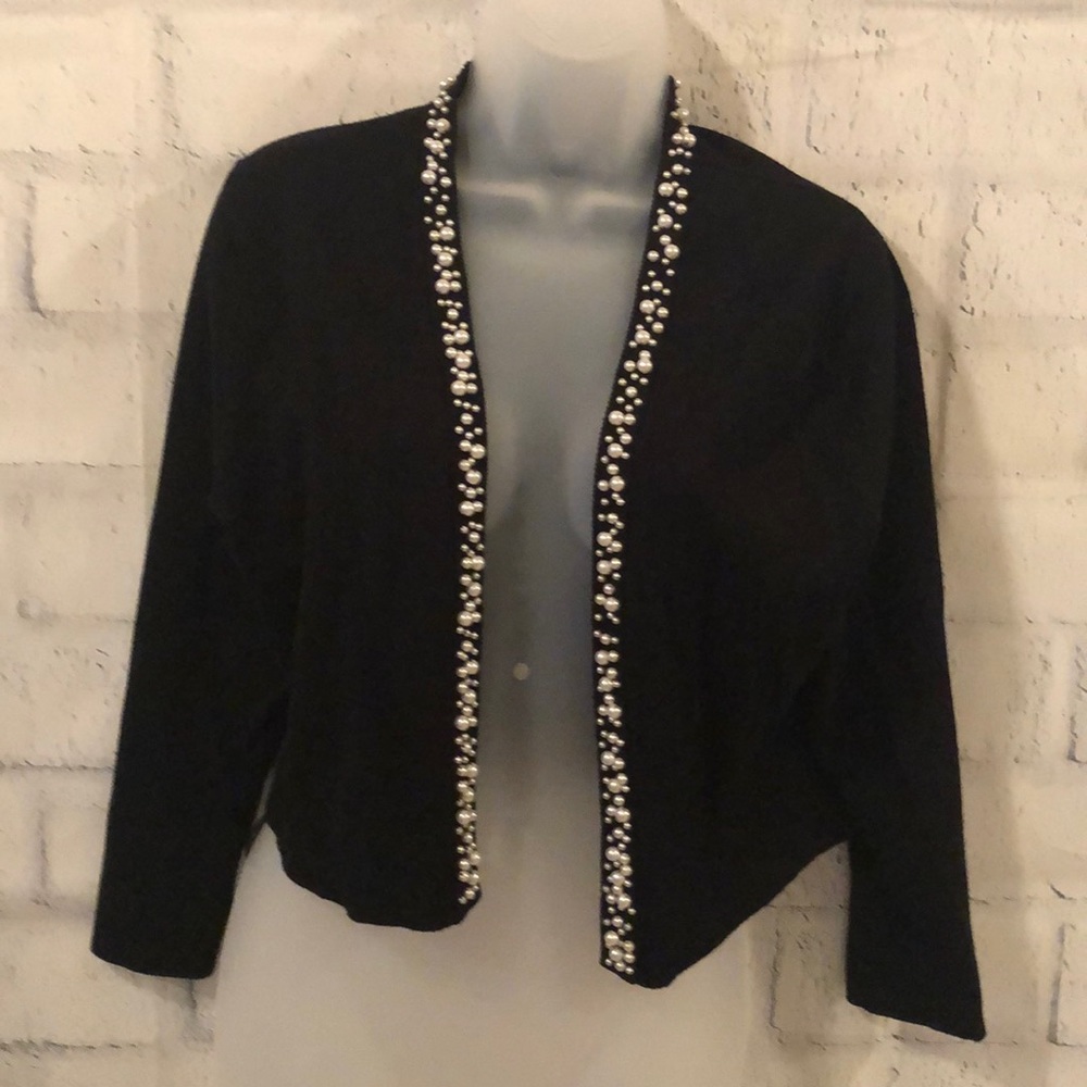 Black pearl accented black shrug.